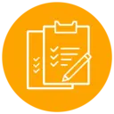 Checklist and documentation icon representing organized planning and task management.