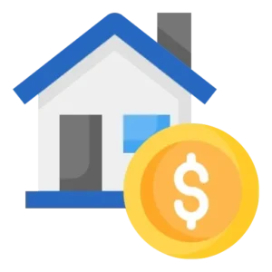 House icon with a dollar coin.